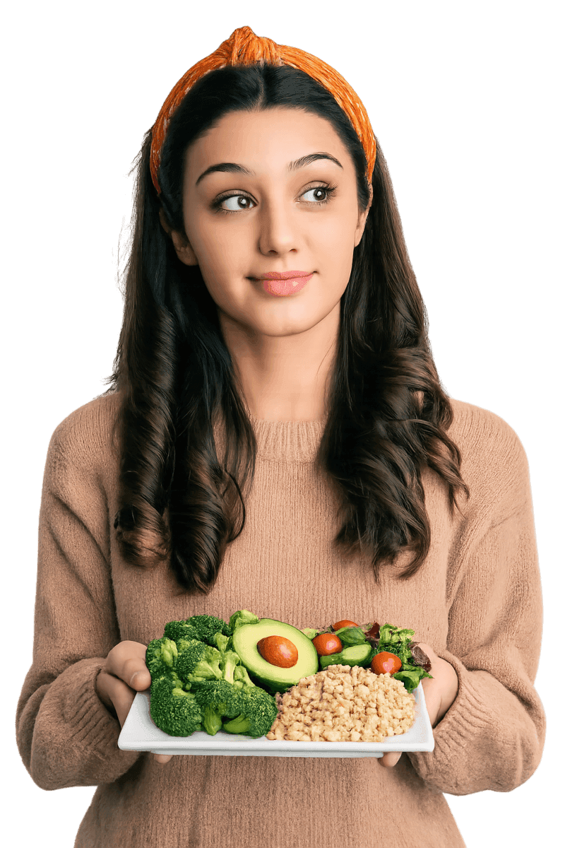 Woman enjoying food naturally